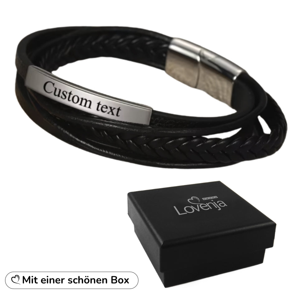 Geflochtenes Lederarmband mit Gravur-Element