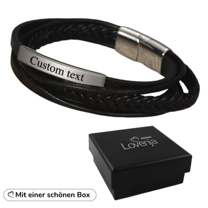 Geflochtenes Lederarmband mit Gravur-Element