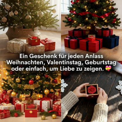 Ewige Rosenbox mit gravierter Doppelherz-Halskette
