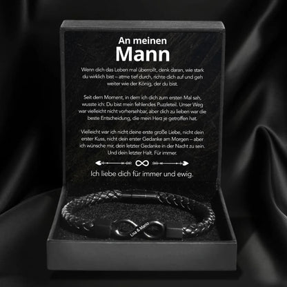 An meinen Mann – Personalisiertes Infinity Armband mit Gravur