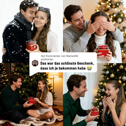 Ewige Rosenbox mit gravierter Doppelherz-Halskette