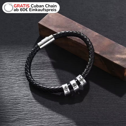 Geflochtenes Lederarmband mit Gravur-Elementen - Rund