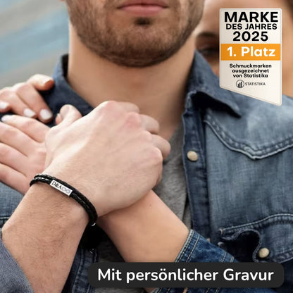 Geflochtenes Lederarmband mit Gravur-Element