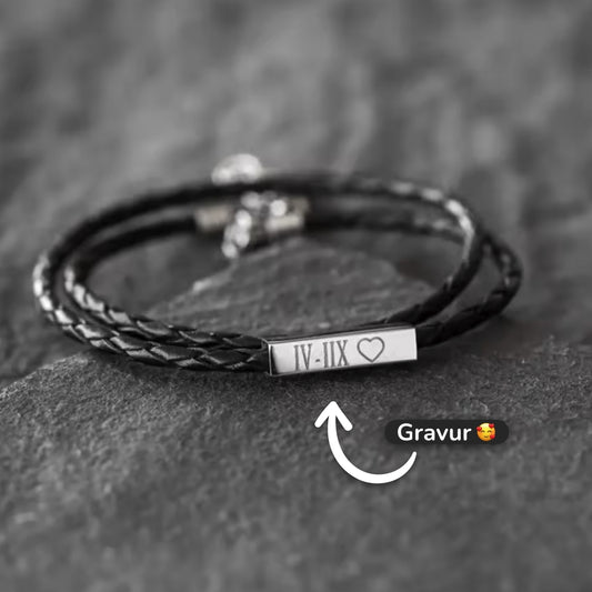 Geflochtenes Lederarmband mit Gravur-Element