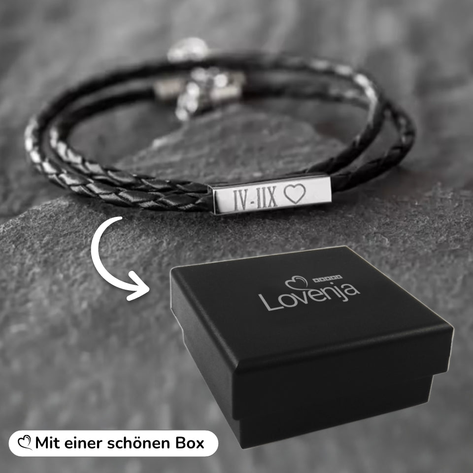 Geflochtenes Lederarmband mit Gravur-Element