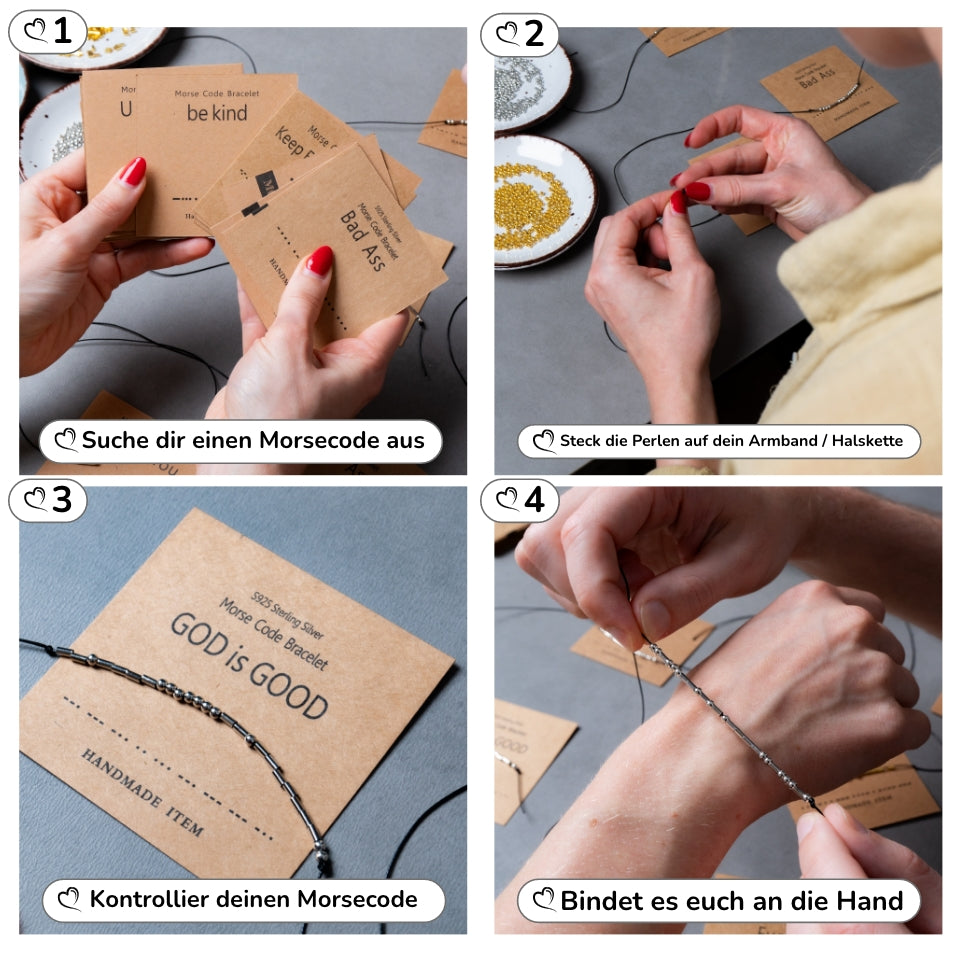 Morsecode Armband DIY Set – 1230-teiliges Schmuck Bastelset mit Perlen, Karten & Schnur