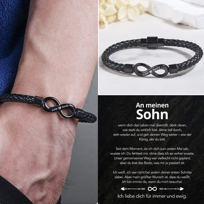 An meinen Sohn – Personalisiertes Infinity Armband mit Gravur