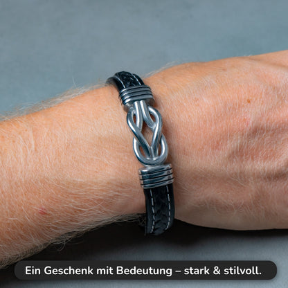 An meinen Sohn - Geflochtenes Edelstahl Lederarmband