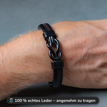 An meinen Sohn - Geflochtenes Edelstahl Lederarmband