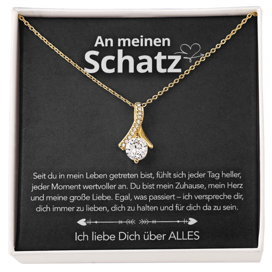 An meinen Schatz – Bandhalskette in 14k Weißgold / 18k Gelbgold Veredelung