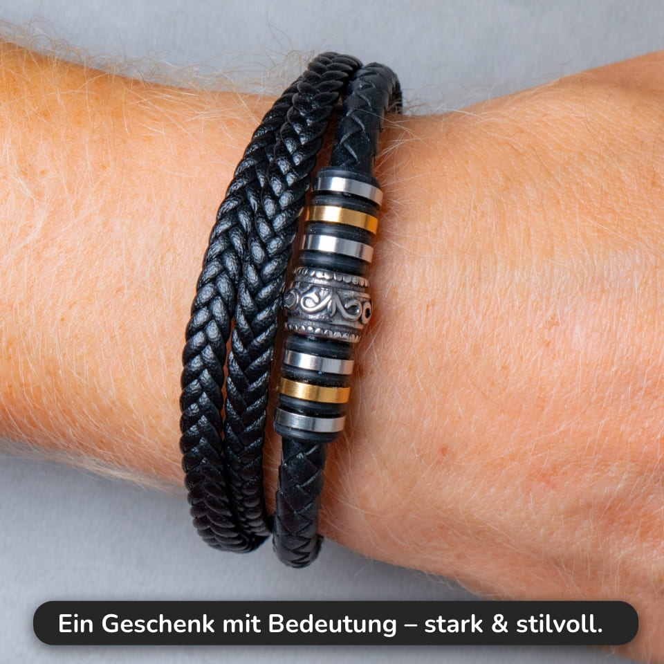 An meinen Mann - Herren Lederarmband mit liebevoller Botschaft