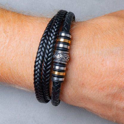 An meinen Sohn - Geflochtenes Edelstahl Lederarmband & Botschaft