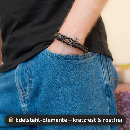 An meinen Sohn - Geflochtenes Edelstahl Lederarmband