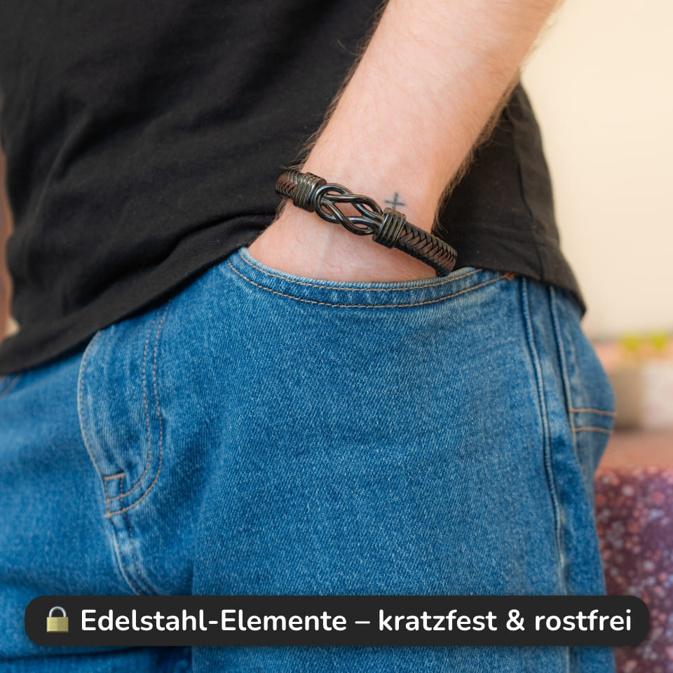 An meinen Sohn - Geflochtenes Edelstahl Lederarmband