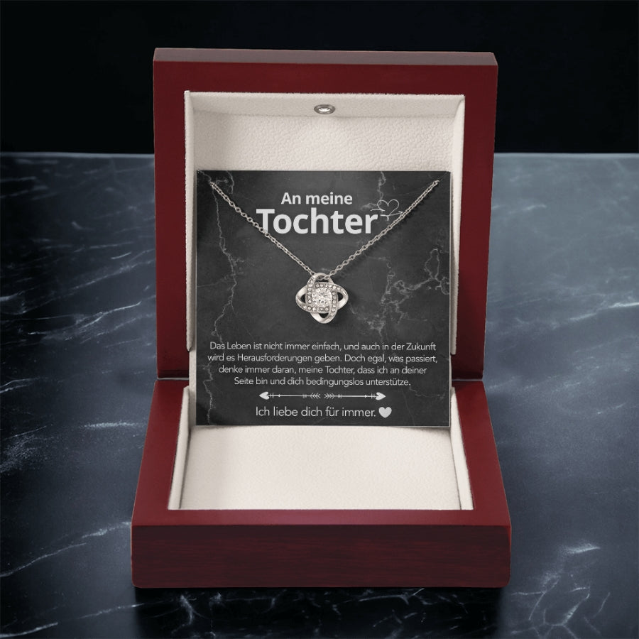 An meine Tochter – Knotenhalskette in 14k Weißgold / 18k Gelbgold Veredelung