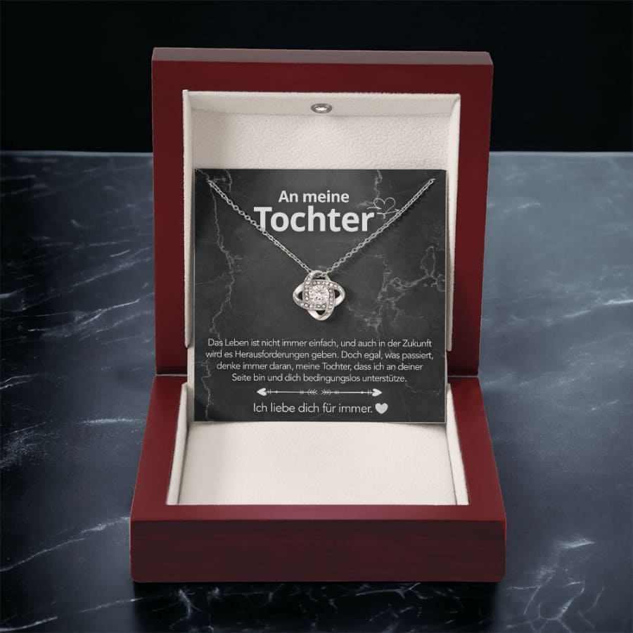 An meine Tochter – Knotenhalskette in 14k Weißgold / 18k Gelbgold Veredelung