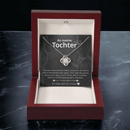 An meine Tochter – Knotenhalskette in 14k Weißgold / 18k Gelbgold Veredelung