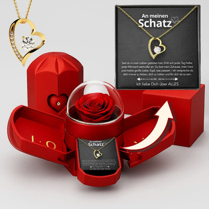 An meinen Schatz – Ewige Rose mit Halskette & liebevoller Karte