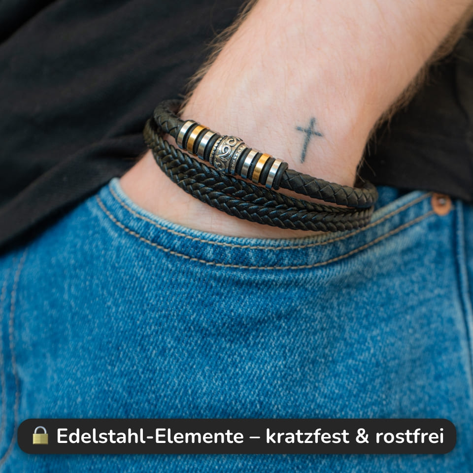 An meinen Mann - Herren Lederarmband mit liebevoller Botschaft
