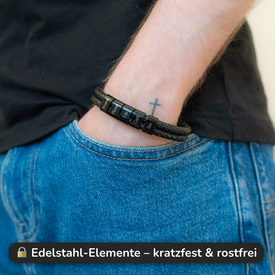 Lederarmband mit Gravur-Elementen