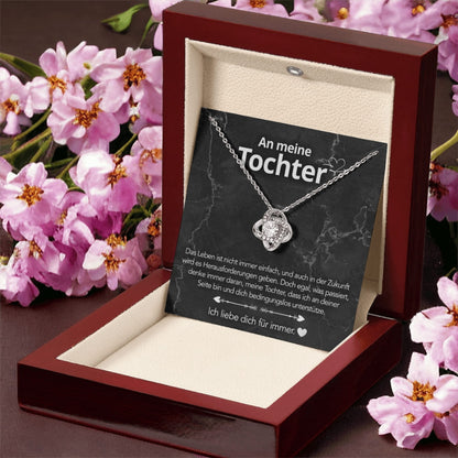 An meine Tochter – Knotenhalskette in 14k Weißgold / 18k Gelbgold Veredelung
