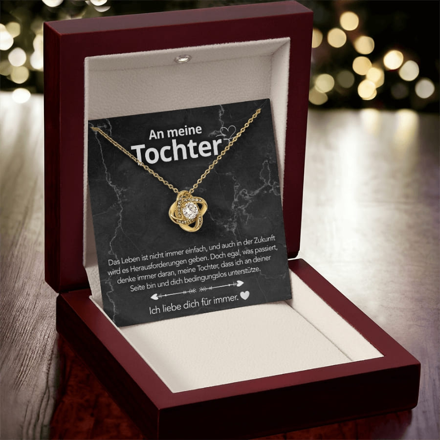 An meine Tochter – Knotenhalskette in 14k Weißgold / 18k Gelbgold Veredelung