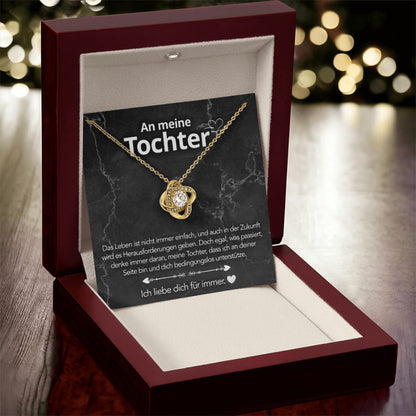 An meine Tochter – Knotenhalskette in 14k Weißgold / 18k Gelbgold Veredelung