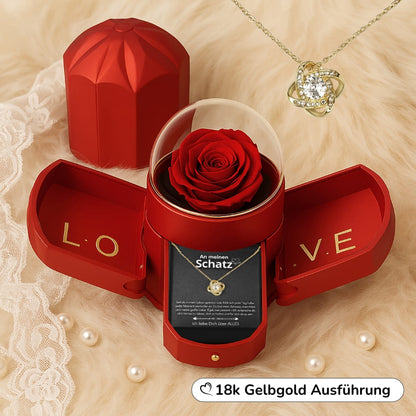 An meinen Schatz – Ewige Rose mit Knotenkette & liebevoller Karte