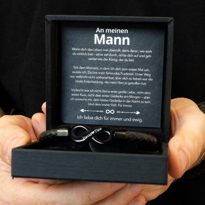 An meinen Mann – Personalisiertes Infinity Armband mit Gravur