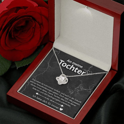 An meine Tochter – Knotenhalskette in 14k Weißgold / 18k Gelbgold Veredelung