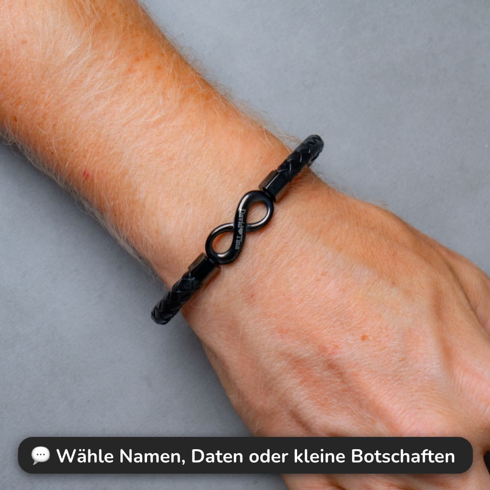 An meinen Mann – Personalisiertes Infinity Armband mit Gravur