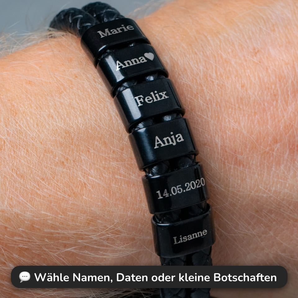 Lederarmband mit Gravur-Elementen