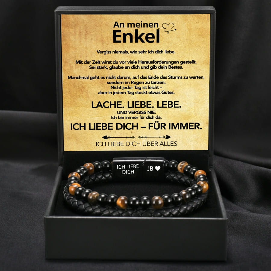 An meinen Enkel - Lederarmband mit Perlen