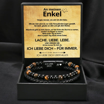 An meinen Enkel - Lederarmband mit Perlen