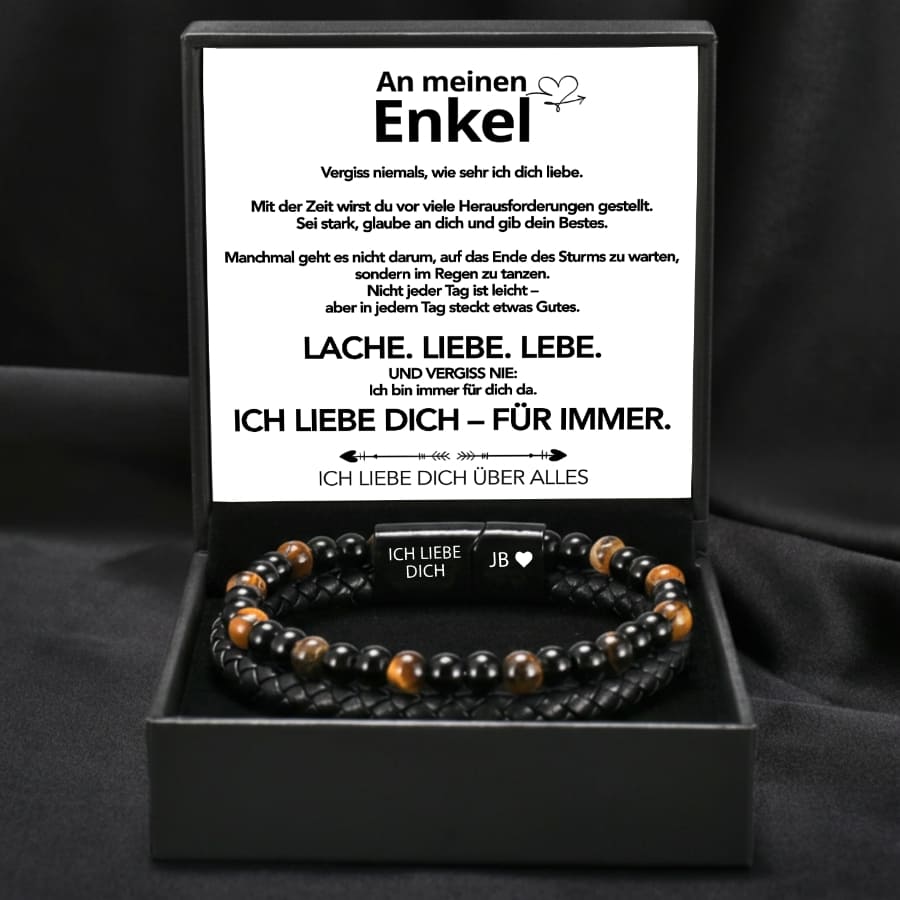 An meinen Enkel - Lederarmband mit Perlen