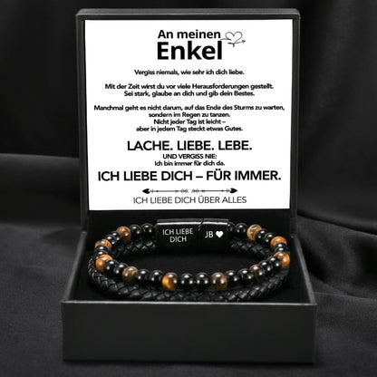 An meinen Enkel - Lederarmband mit Perlen