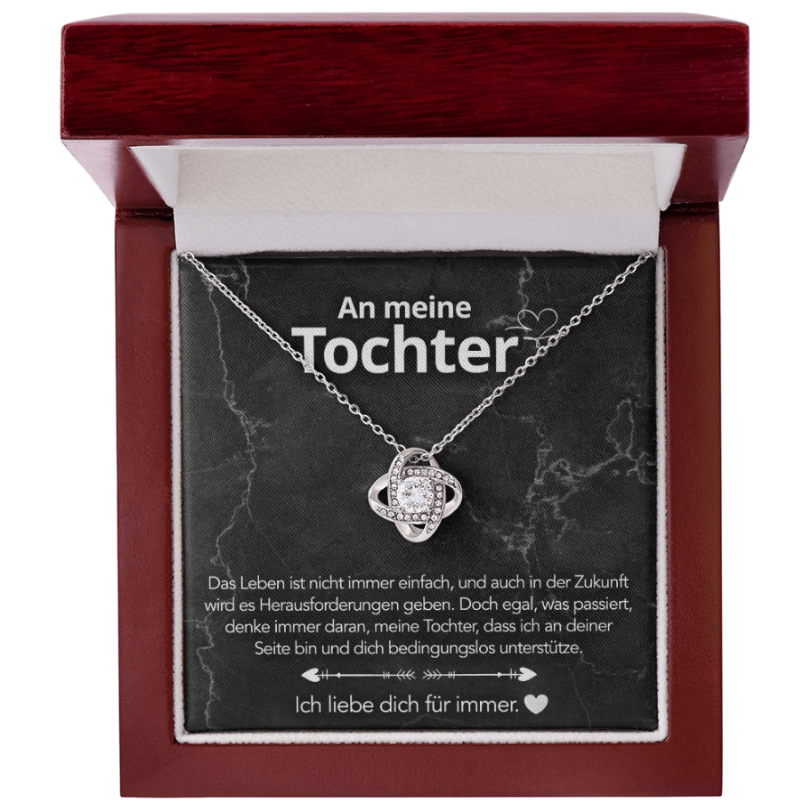 An meine Tochter – Knotenhalskette in 14k Weißgold / 18k Gelbgold Veredelung