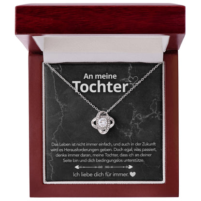 An meine Tochter – Knotenhalskette in 14k Weißgold / 18k Gelbgold Veredelung
