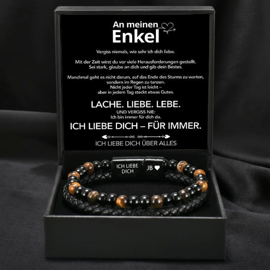 An meinen Enkel - Lederarmband mit Perlen