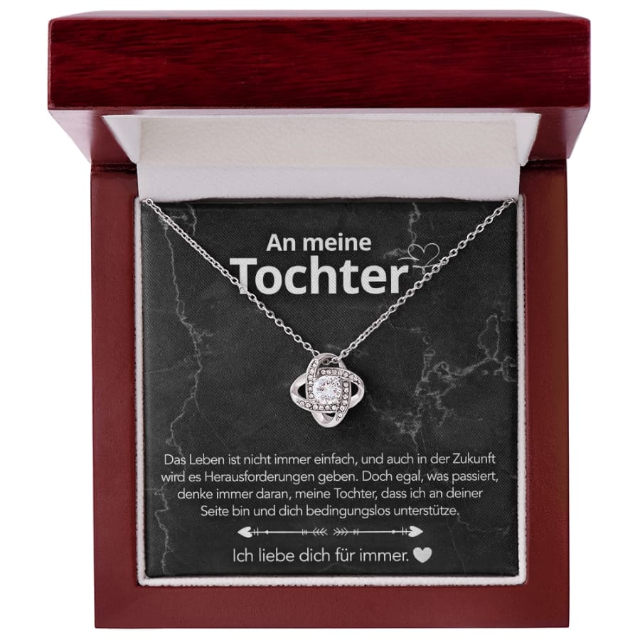 An meine Tochter – Knotenhalskette in 14k Weißgold / 18k Gelbgold Veredelung
