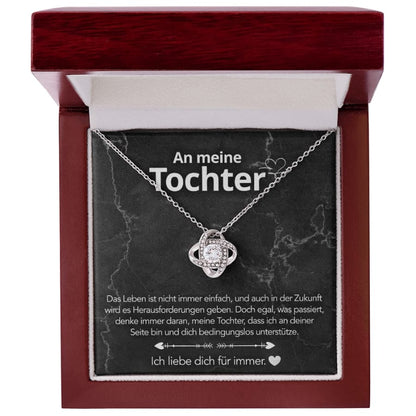An meine Tochter – Knotenhalskette in 14k Weißgold / 18k Gelbgold Veredelung