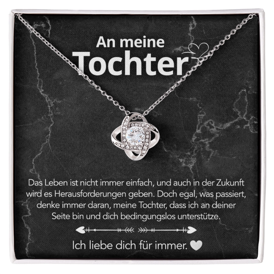 An meine Tochter – Knotenhalskette in 14k Weißgold / 18k Gelbgold Veredelung