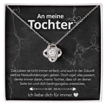 An meine Tochter – Knotenhalskette in 14k Weißgold / 18k Gelbgold Veredelung