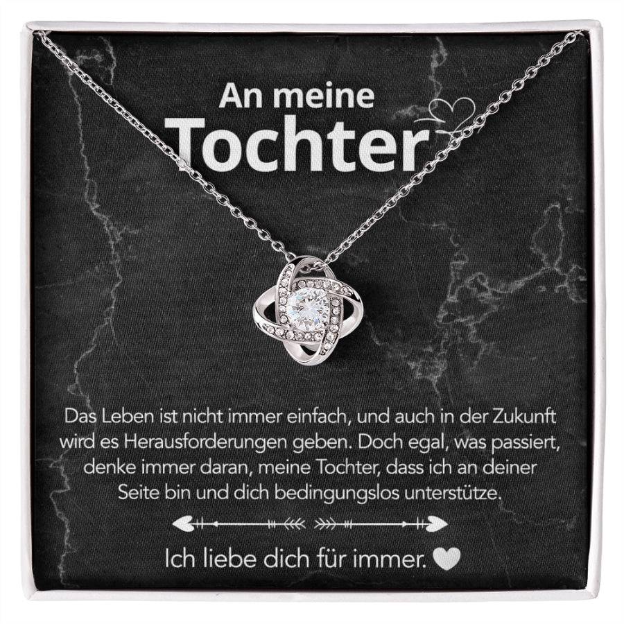 An meine Tochter – Knotenhalskette in 14k Weißgold / 18k Gelbgold Veredelung