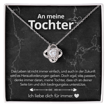 An meine Tochter – Knotenhalskette in 14k Weißgold / 18k Gelbgold Veredelung