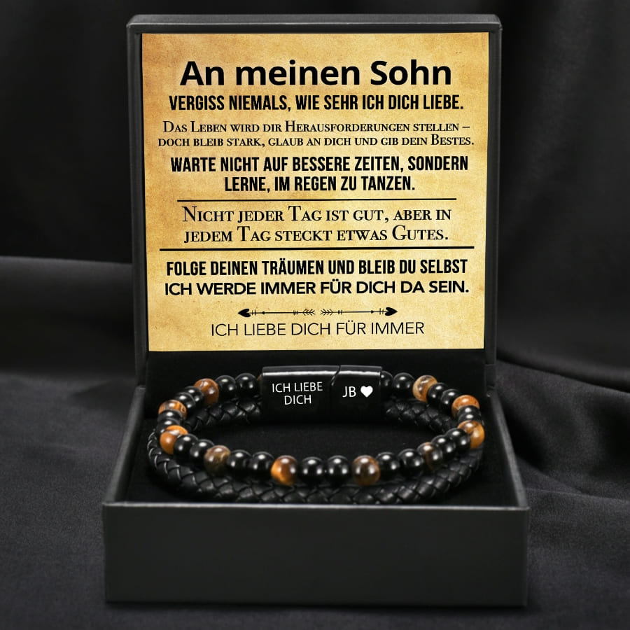 An meinen Sohn - Lederarmband mit Perlen