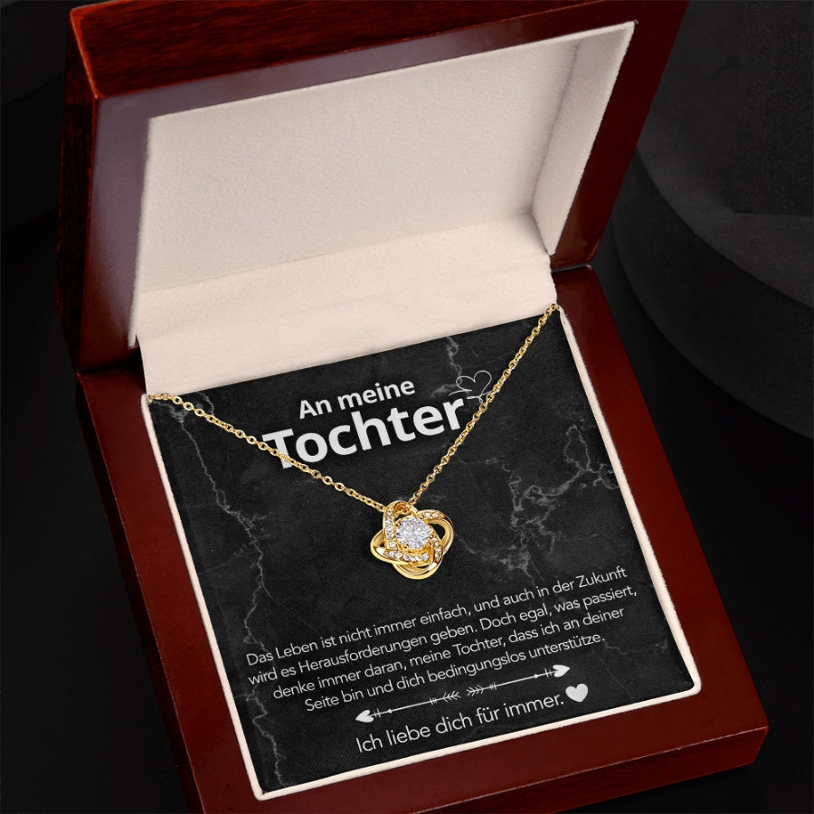 An meine Tochter – Knotenhalskette in 14k Weißgold / 18k Gelbgold Veredelung
