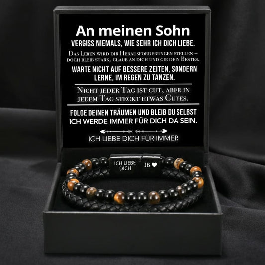 An meinen Sohn - Lederarmband mit Perlen