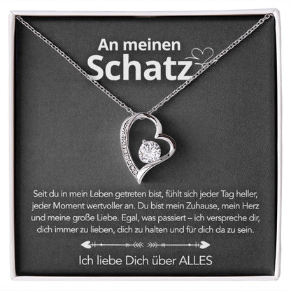 An meinen Schatz - LoveBox Deluxe – Ewige Rose mit Herzschmuck & Botschaft
