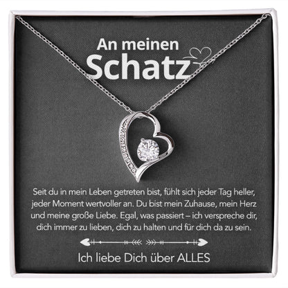 An meinen Schatz – Ewige Rose mit Herzschmuck & liebevoller Karte